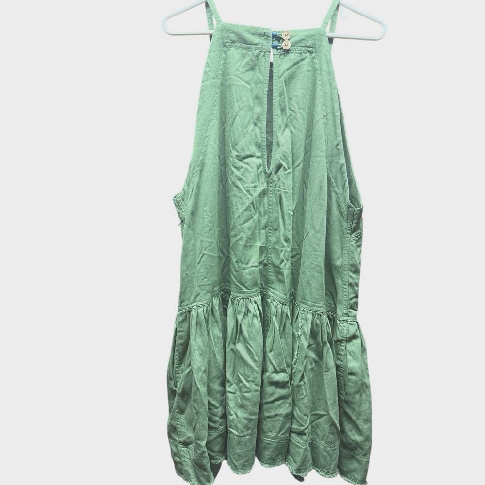 Women’s Pilcro Anthropologie Kyla Flounce Mini Dress Green 100% Cotton Size 2xl - Picture 6 of 8